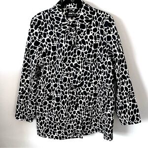 Jones New York Black White Giraffe Animal Print Button Jacket Blazer Women XL
